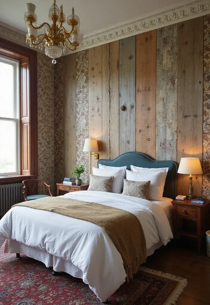 27 Vintage Guest Room Designs Full of Nostalgic Charm - 26. Vintage-Inspired Wall Treatments