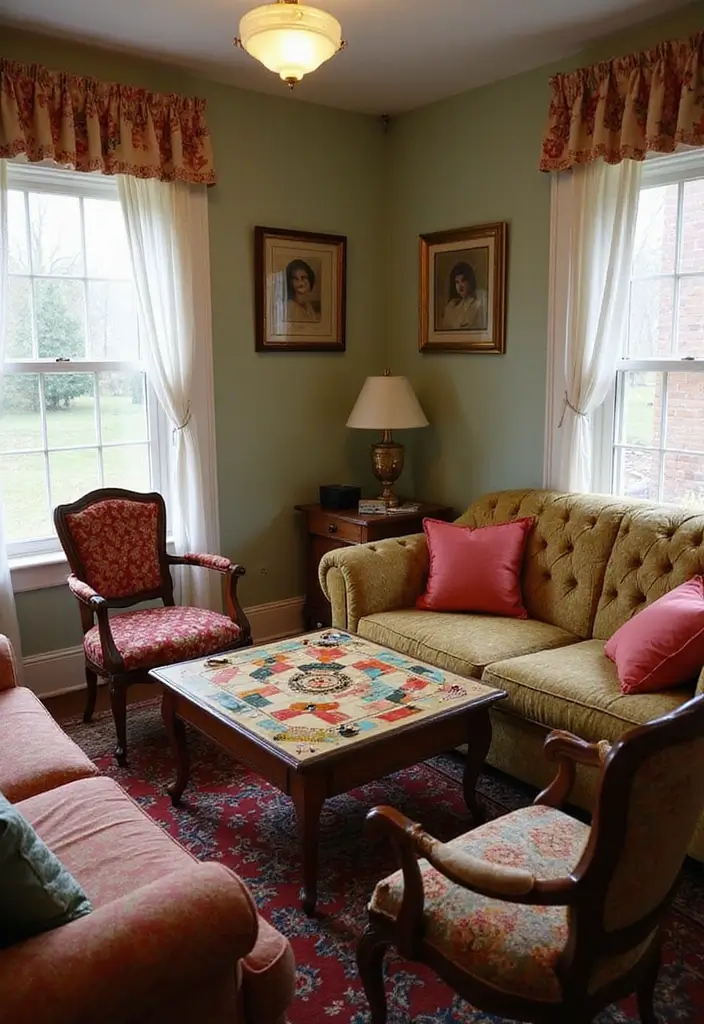 27 Vintage Guest Room Designs Full of Nostalgic Charm - 27. Vintage-Style Game Corners