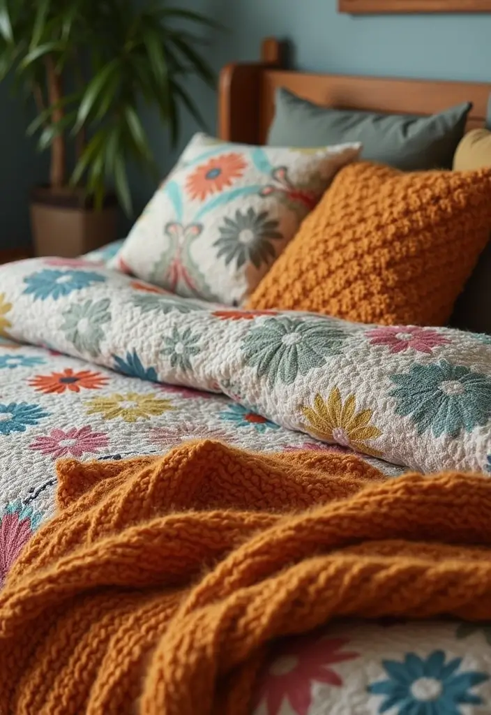 27 Vintage Guest Room Designs Full of Nostalgic Charm - 3. Cozy Textiles and Linens