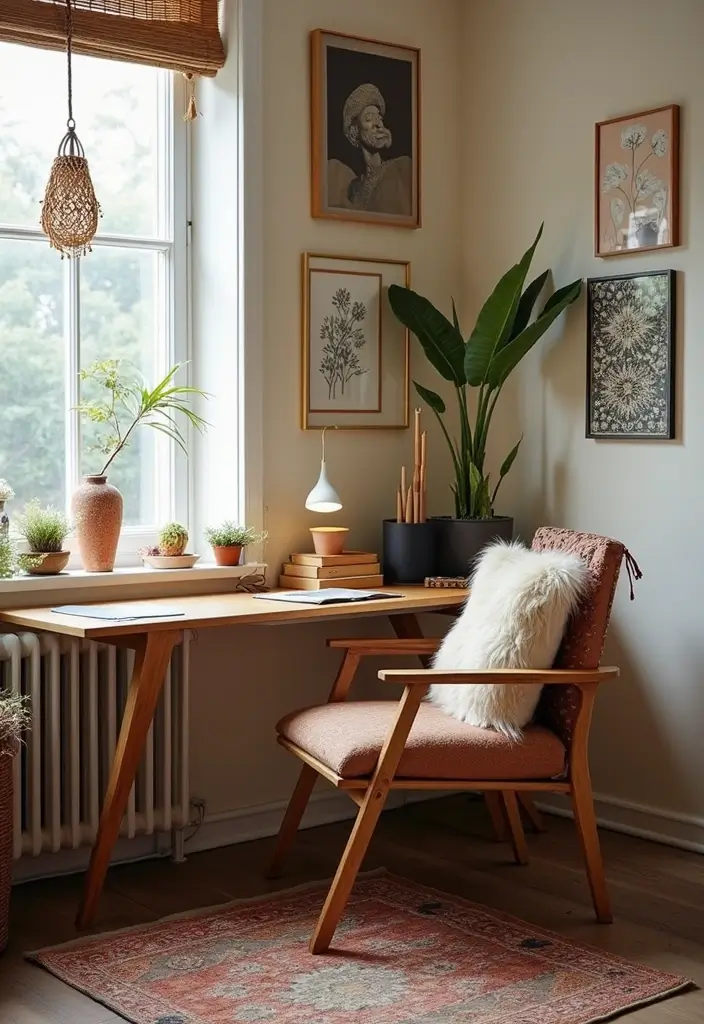 28 Boho Office Guest Room Combo Ideas That Balance Work + Rest - 13. Creative Workstation Ideas