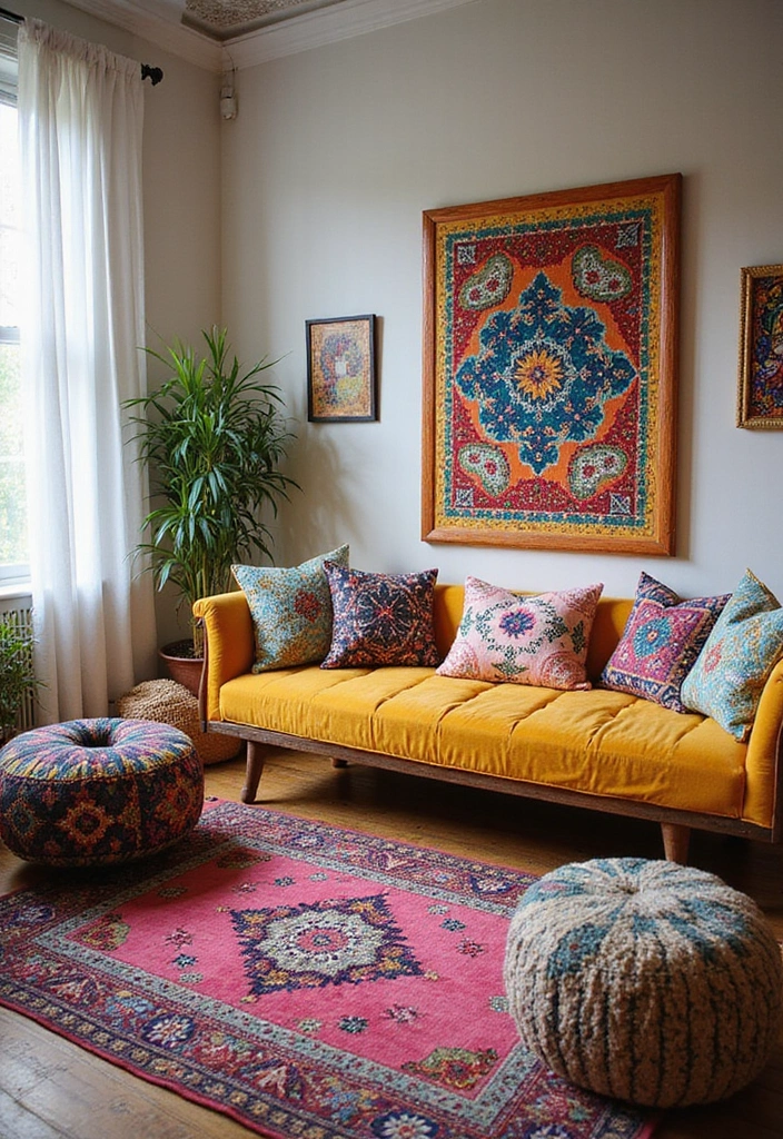 28 Boho Office Guest Room Combo Ideas That Balance Work + Rest - 16. Playful Patterns