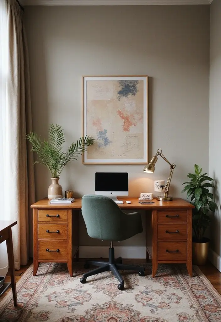 28 Boho Office Guest Room Combo Ideas That Balance Work + Rest - 17. A Touch of Glam