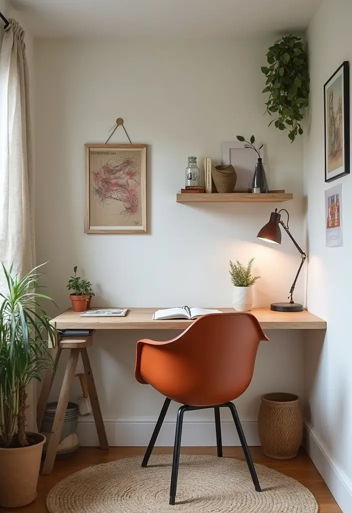 28 Boho Office Guest Room Combo Ideas That Balance Work + Rest - 19. Wall-Mounted Desks