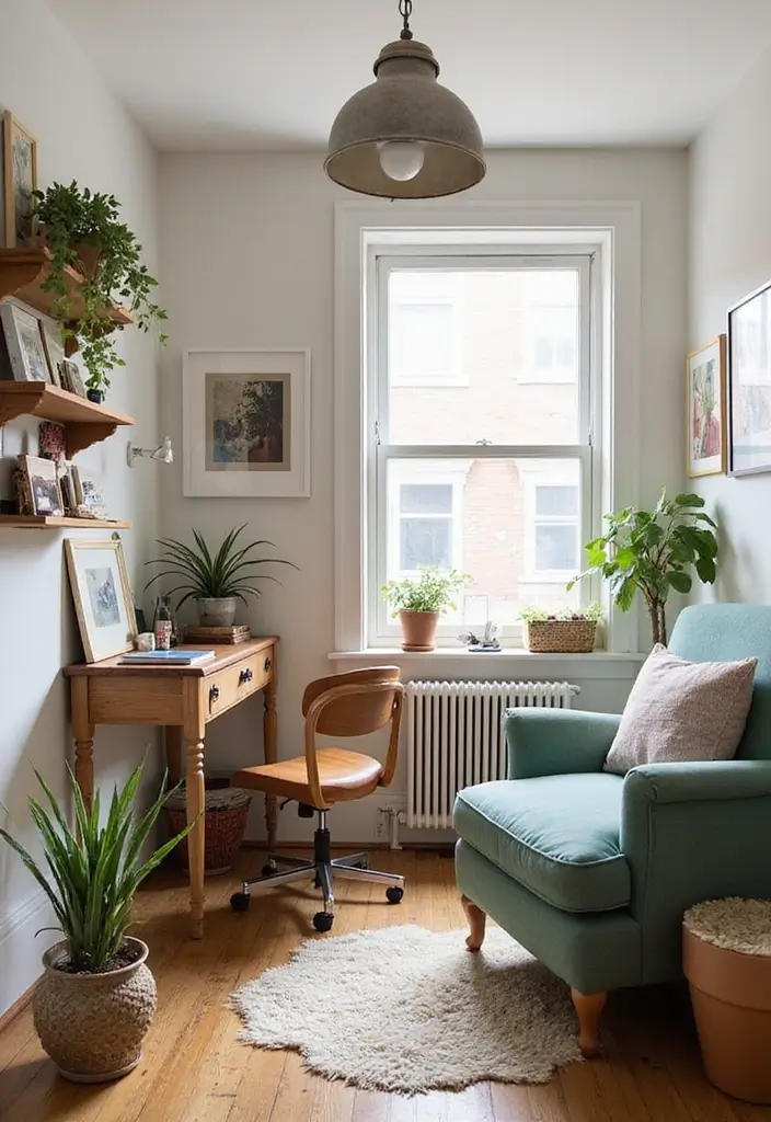 28 Boho Office Guest Room Combo Ideas That Balance Work + Rest - 20. Upcycled Decor