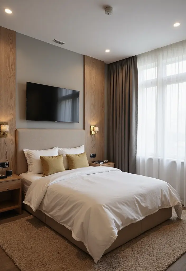 28 Boho Office Guest Room Combo Ideas That Balance Work + Rest - 23. Integrated Tech Solutions