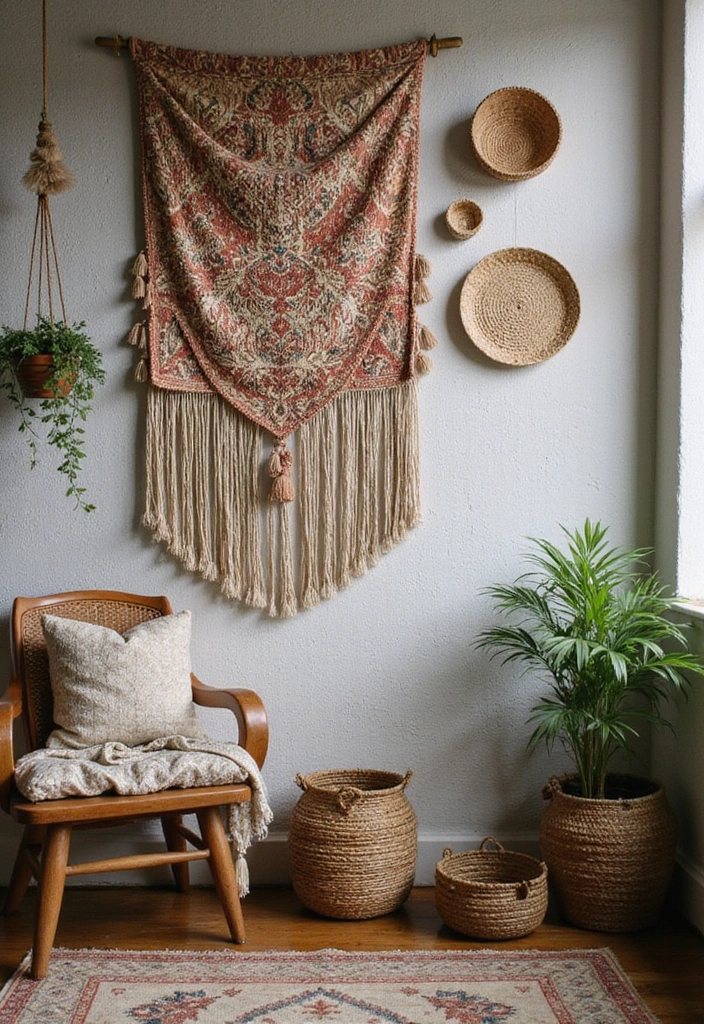 28 Boho Office Guest Room Combo Ideas That Balance Work + Rest - 4. Textured Wall Decor