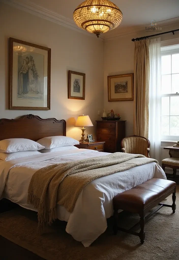 28 Family Guest Room Inspirations That Accommodate Everyone 14. Vintage Vibes with Antique Accents