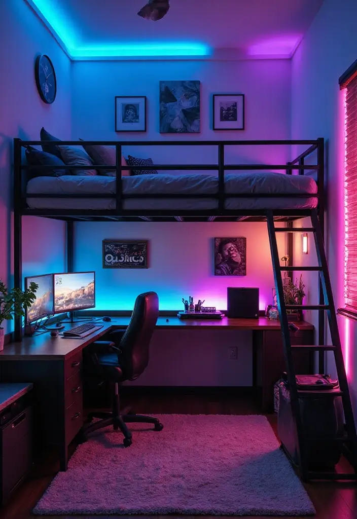 28 Game Room Guest Room Combo Layouts That Guests Will Enjoy 1 28 Game Room Guest Room Combo Layouts That Guests Will Enjoy - 1. Futuristic Gaming Loft