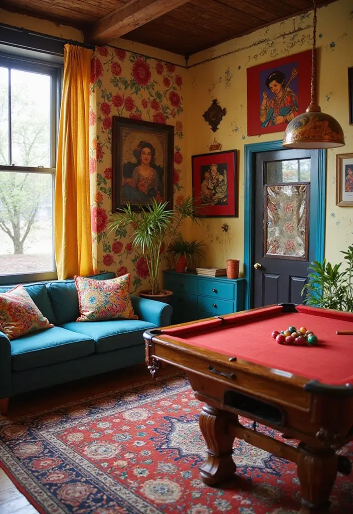 28 Game Room Guest Room Combo Layouts That Guests Will Enjoy 27 28 Game Room Guest Room Combo Layouts That Guests Will Enjoy - 27. Colorful Art Gallery Feel