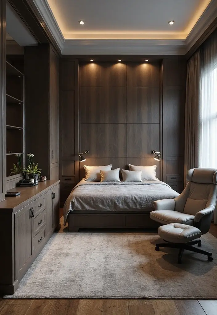 28 Game Room Guest Room Combo Layouts That Guests Will Enjoy 6 28 Game Room Guest Room Combo Layouts That Guests Will Enjoy - 6. Elegant Transitional Space