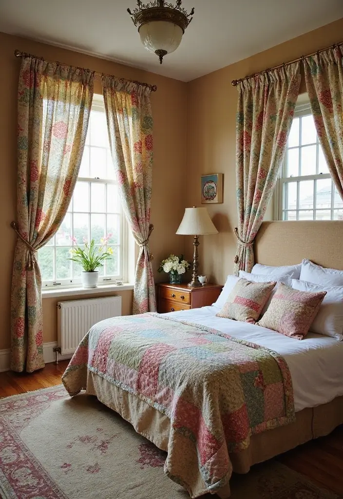 28 Guest Room Curtain Ideas That Pull the Look Together - 11. Patchwork Quilted Curtains