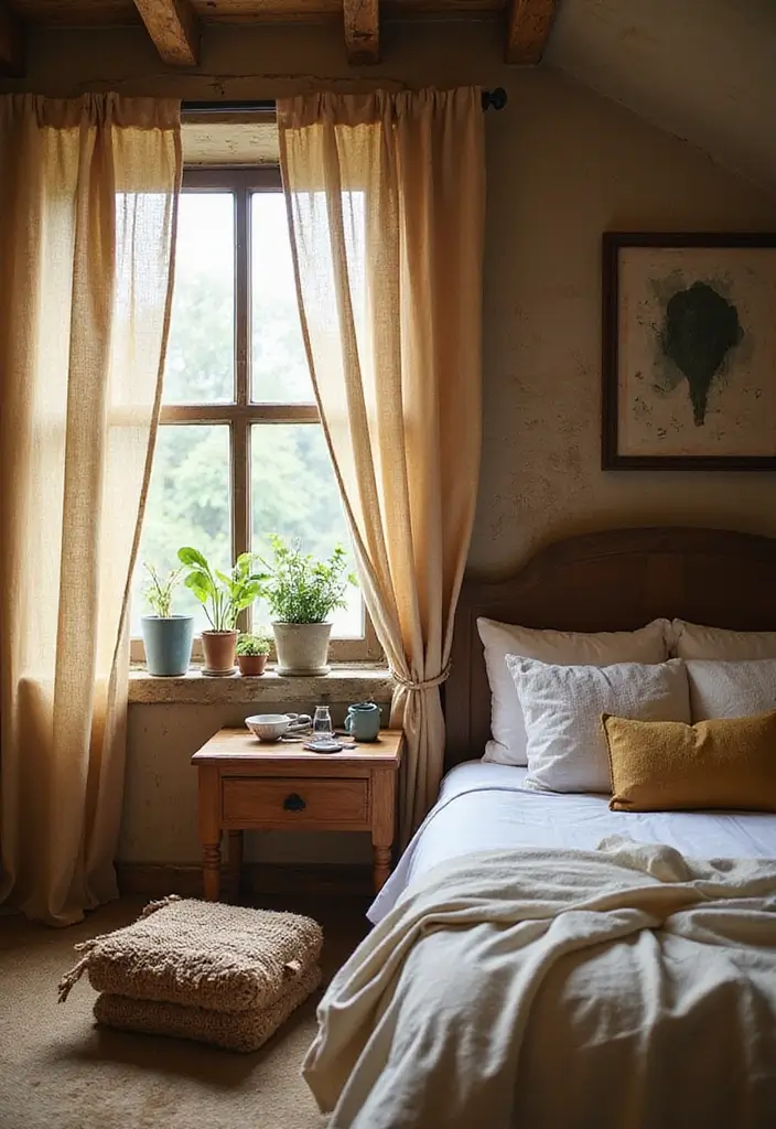 28 Guest Room Curtain Ideas That Pull the Look Together - 13. Rustic Burlap Curtains