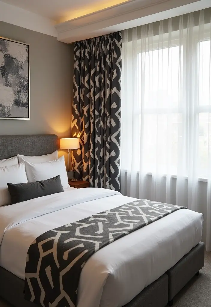 28 Guest Room Curtain Ideas That Pull the Look Together - 14. Geometric Print Curtains