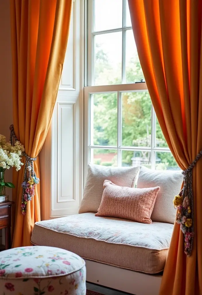 28 Guest Room Curtain Ideas That Pull the Look Together - 24. Colorful Tie-Backs for Customization