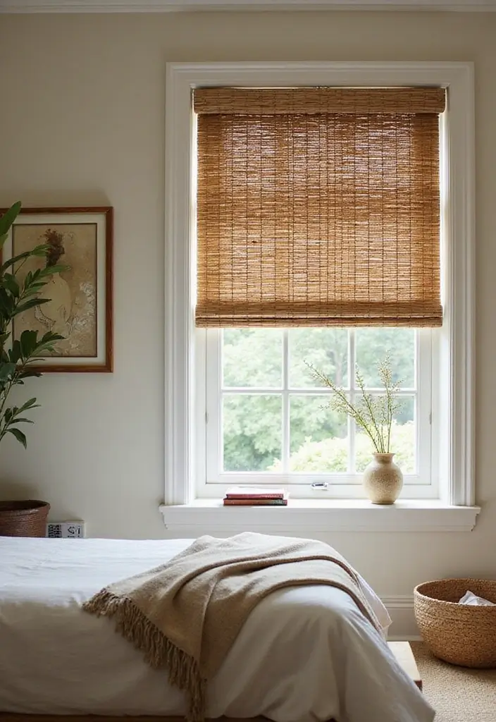 28 Guest Room Curtain Ideas That Pull the Look Together - 4. Bamboo Blinds for a Natural Touch
