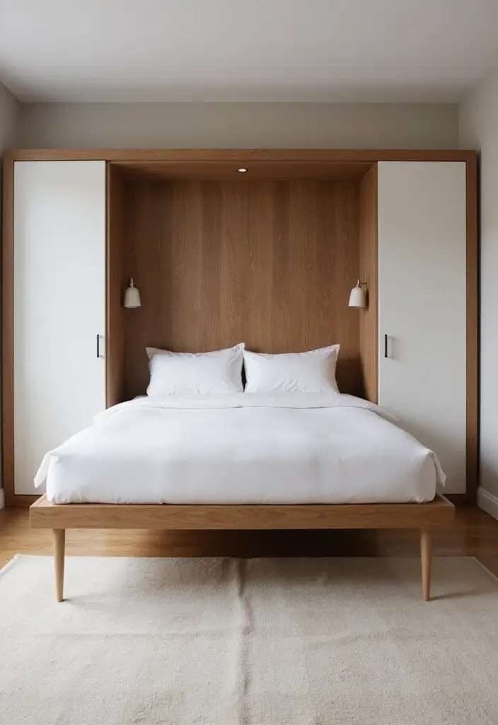 28 Guest Room Office Combo Layouts That Balance Work + Rest - 1. Sleek Murphy Bed with Integrated Desk