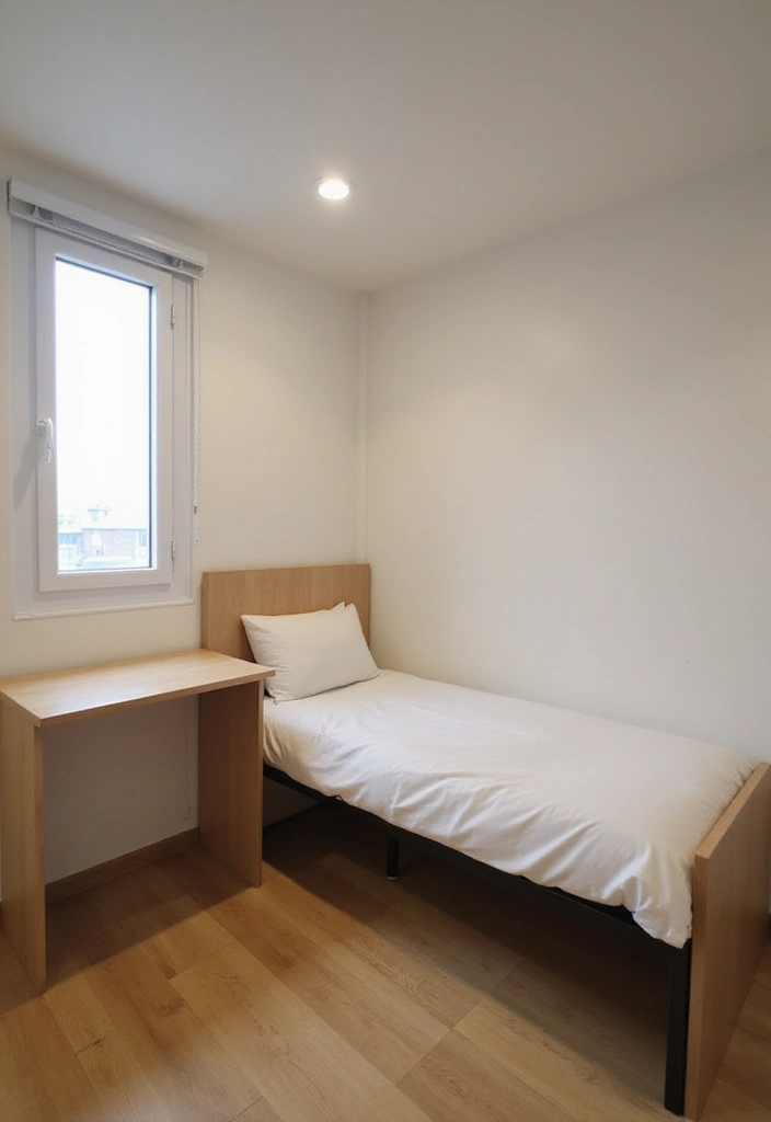 28 Guest Room Office Combo Layouts That Balance Work + Rest - 12. Wall-Mounted Desk and Foldable Bed