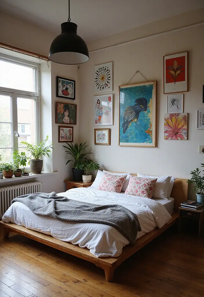 28 Guest Room Office Combo Layouts That Balance Work + Rest - 15. Artistic Workspace with a Platform Bed