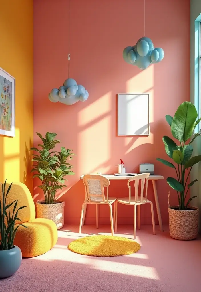 28 Guest Room Office Combo Layouts That Balance Work + Rest - 25. Bright and Playful Color Themes