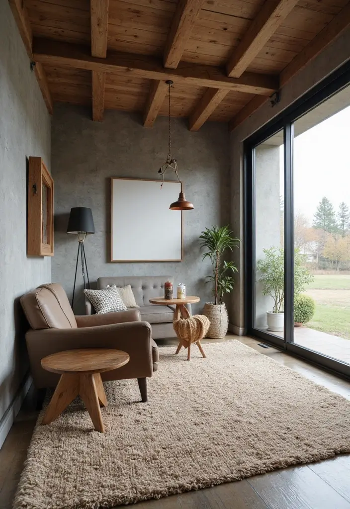 28 Guest Room Office Combo Layouts That Balance Work + Rest - 26. Rustic Meets Modern Minimalism