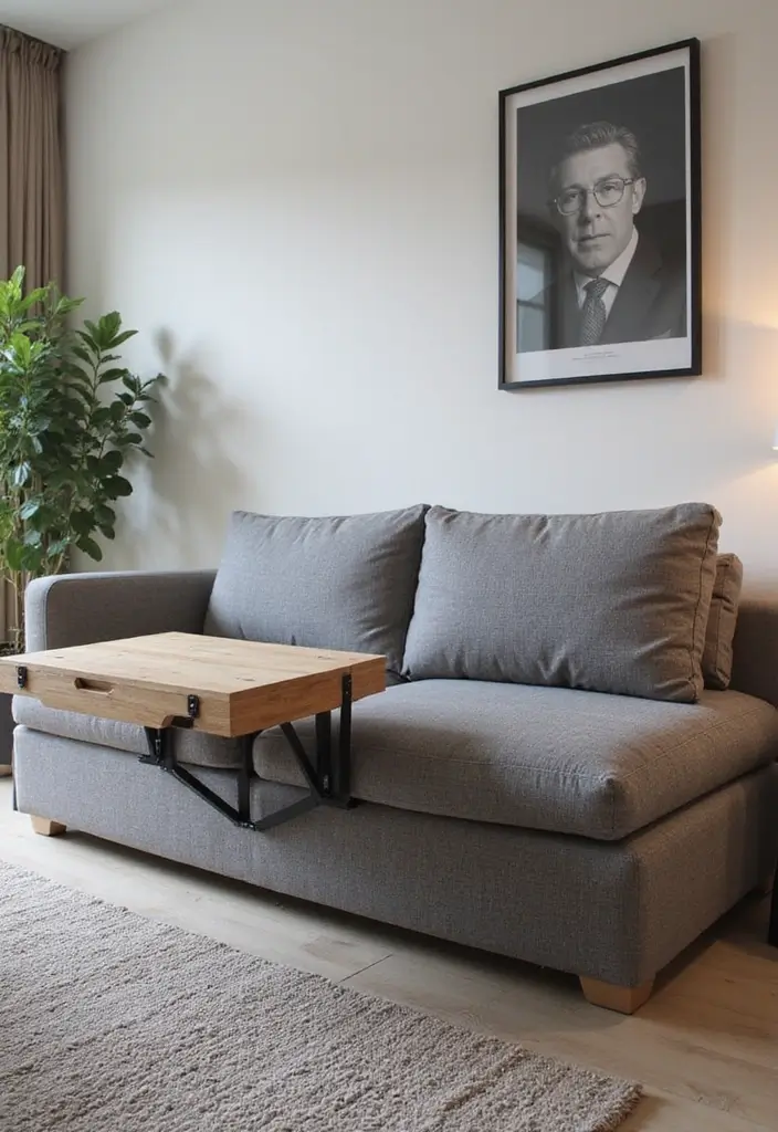 28 Guest Room Office Combo Layouts That Balance Work + Rest - 3. Convertible Sofa with a Fold-Down Desk