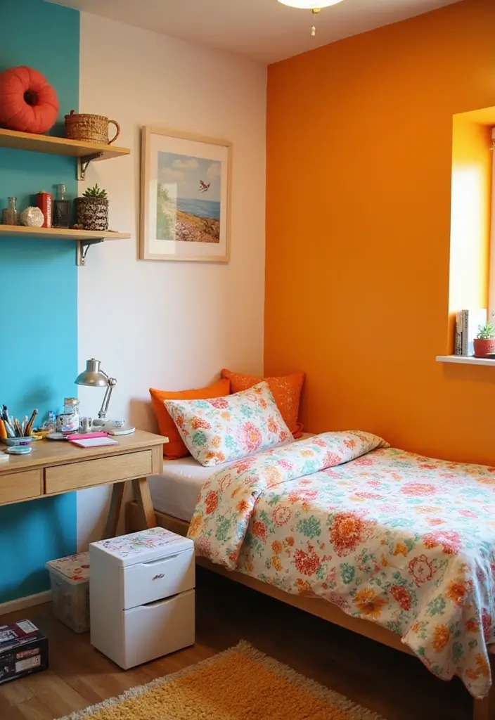 28 Guest Room Office Combo Layouts That Balance Work + Rest - 5. Bold Colors and Creative Layouts