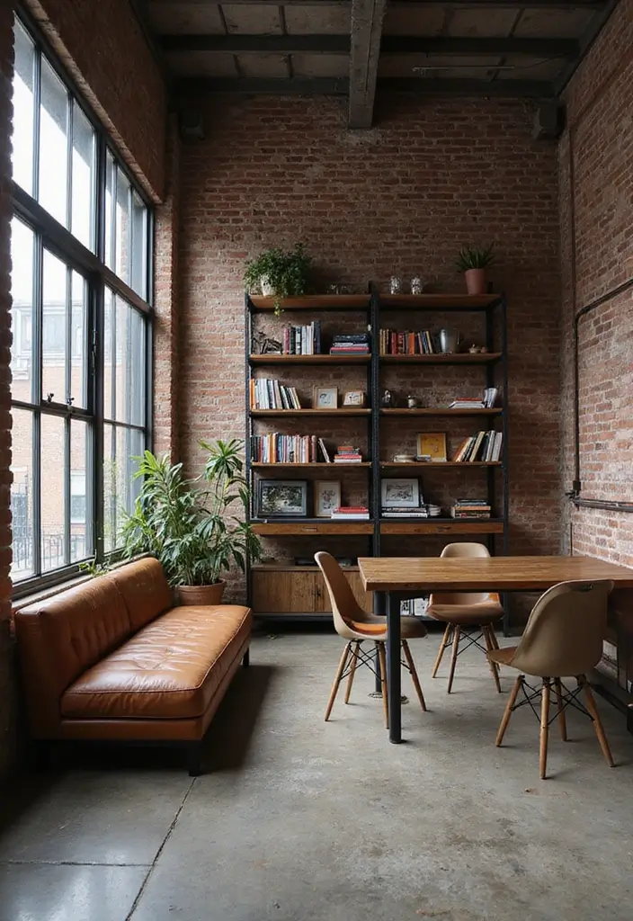 28 Guest Room Office Combo Layouts That Balance Work + Rest - 9. Industrial Vibes with Exposed Elements