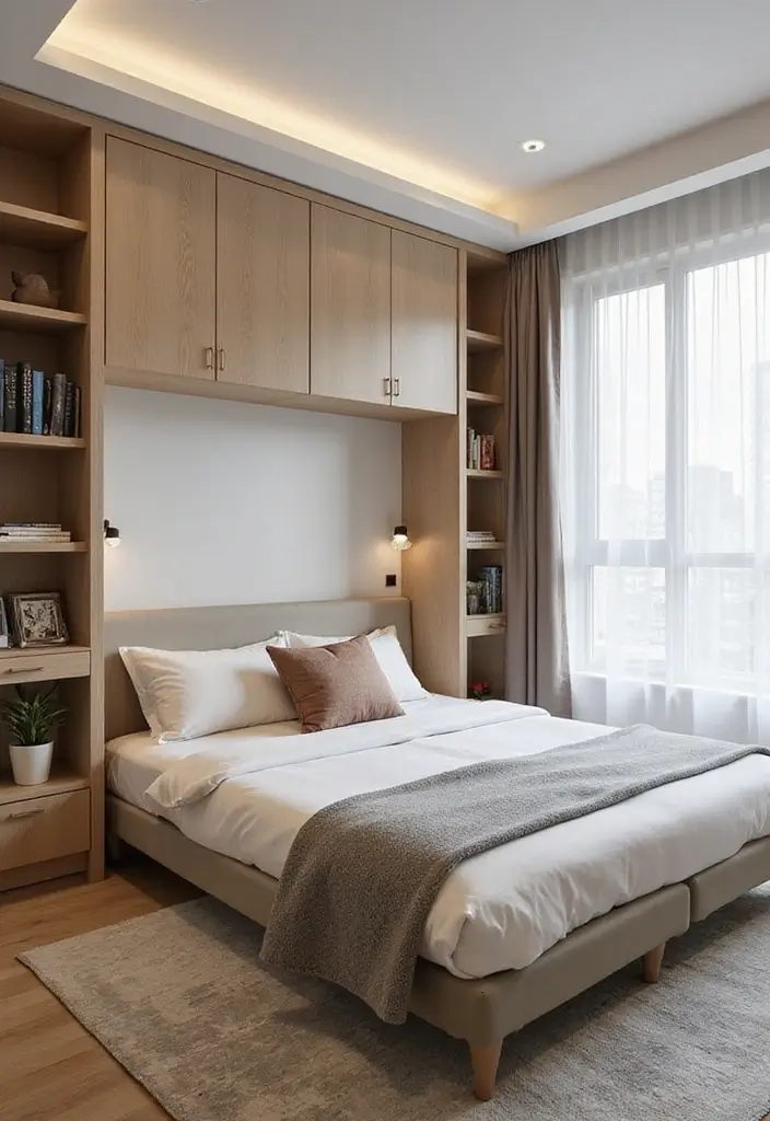 28 Study and Guest Room Combo Designs That Work Seamlessly 1 28 Study and Guest Room Combo Designs That Work Seamlessly - 1. Murphy Bed with Built-in Desk