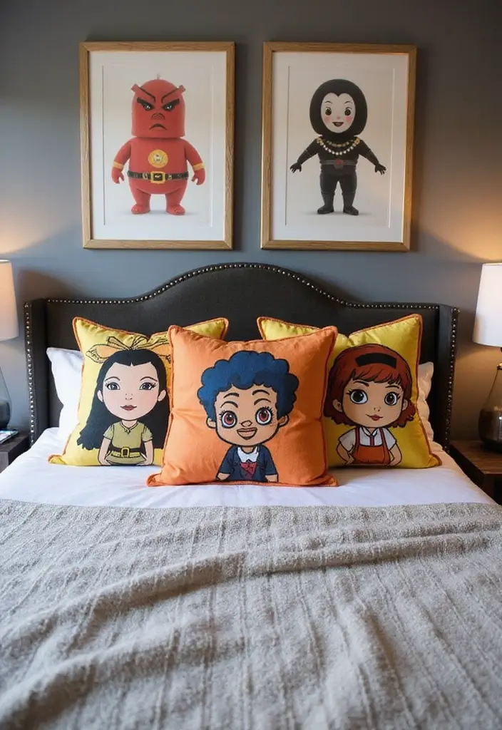 28 Twisted Wonderland Guest Room Inspirations Fans Will Love - 27. Character-themed Throw Pillows