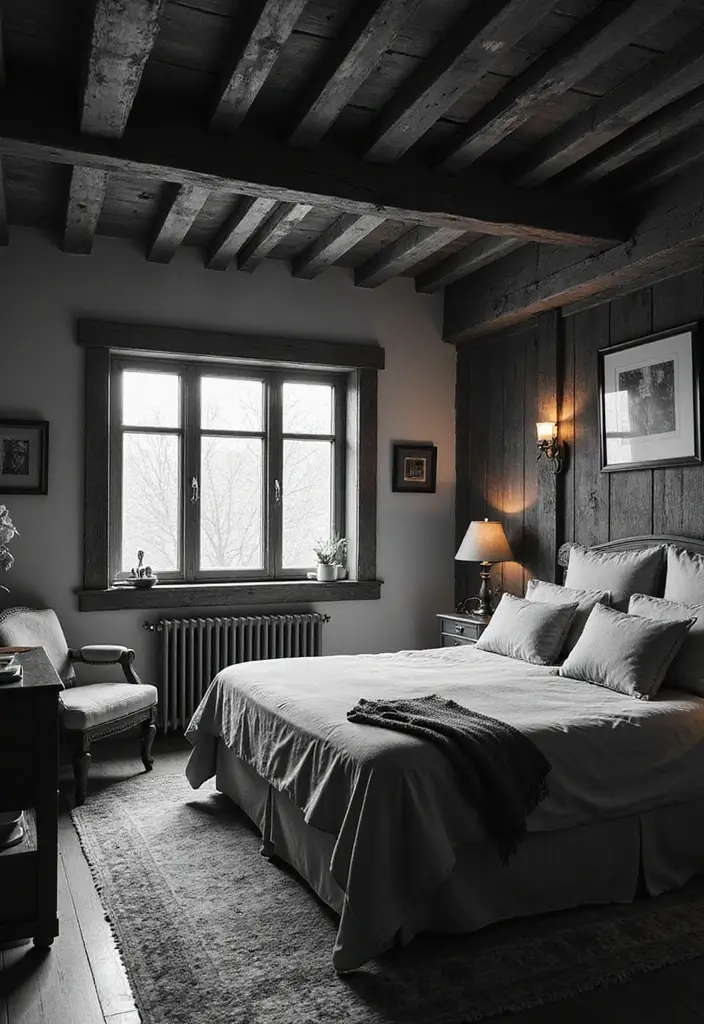 29 Black and White Guest Room Inspirations That Look Timeless - 10. Cozy Rustic Touch