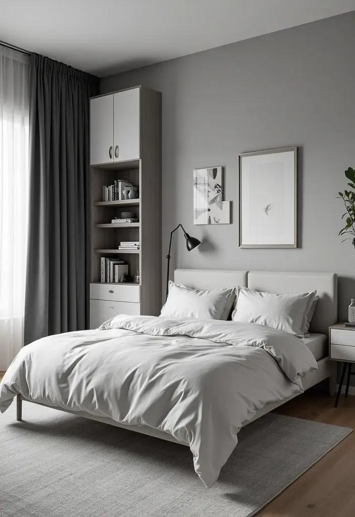 29 Black and White Guest Room Inspirations That Look Timeless - 14. Functional and Stylish