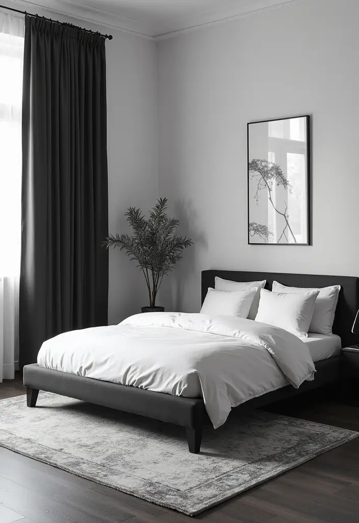 29 Black and White Guest Room Inspirations That Look Timeless - 16. Statement Furniture Pieces