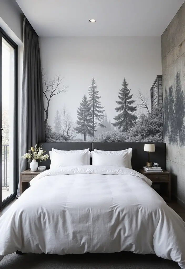 29 Black and White Guest Room Inspirations That Look Timeless - 23. Monochrome Wall Decals