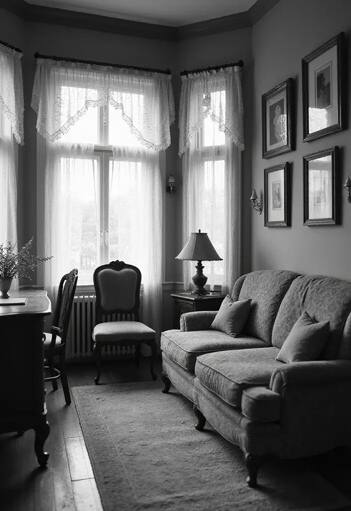 29 Black and White Guest Room Inspirations That Look Timeless - 3. Vintage Charm