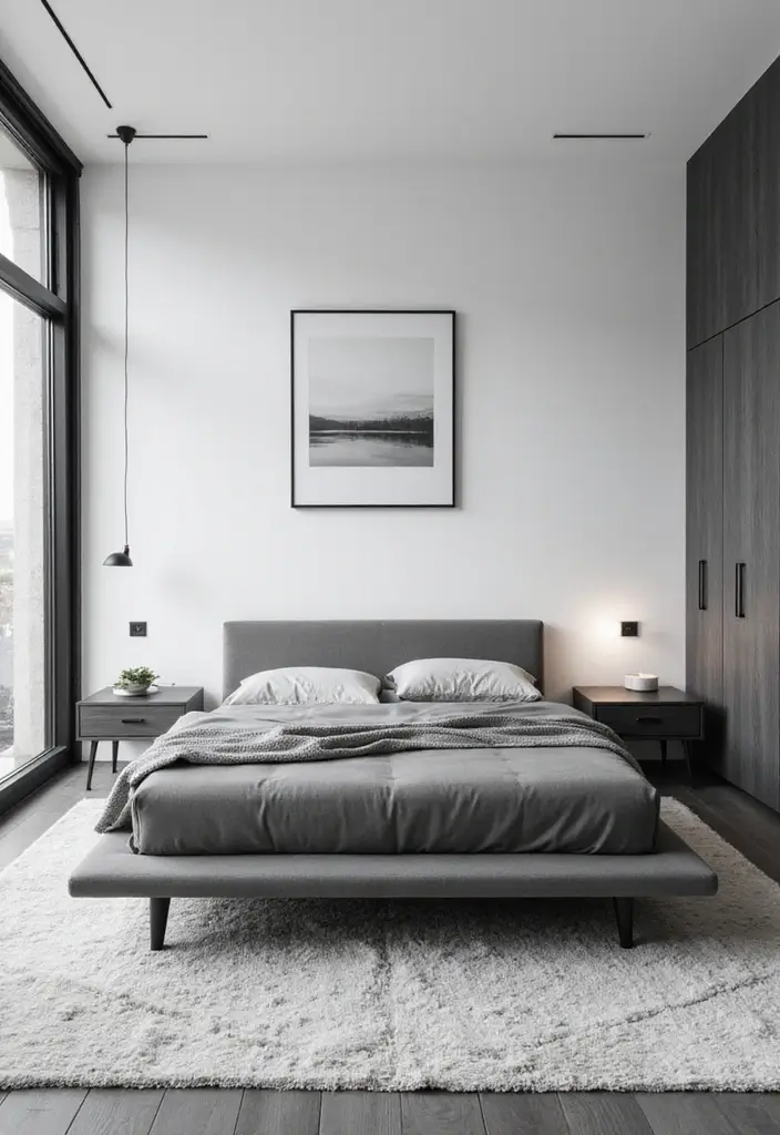 29 Black and White Guest Room Inspirations That Look Timeless - 4. Monochrome Minimalism