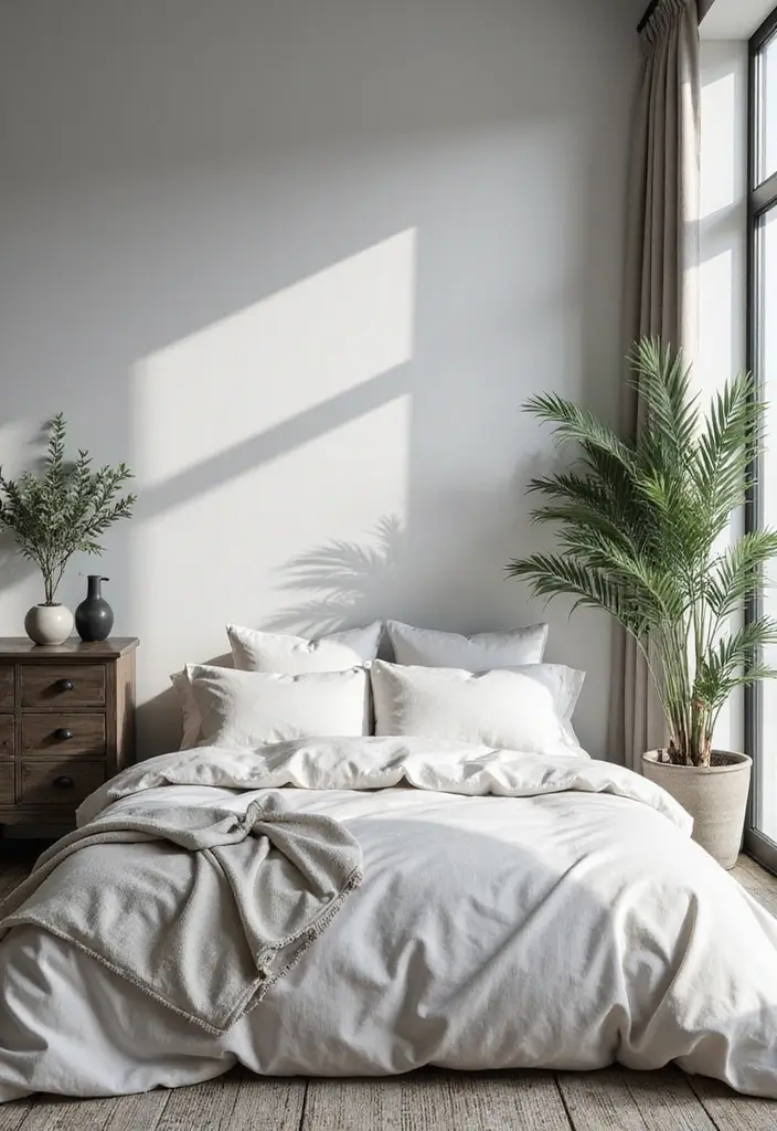 29 Black and White Guest Room Inspirations That Look Timeless - 7. Nature-Inspired Serenity