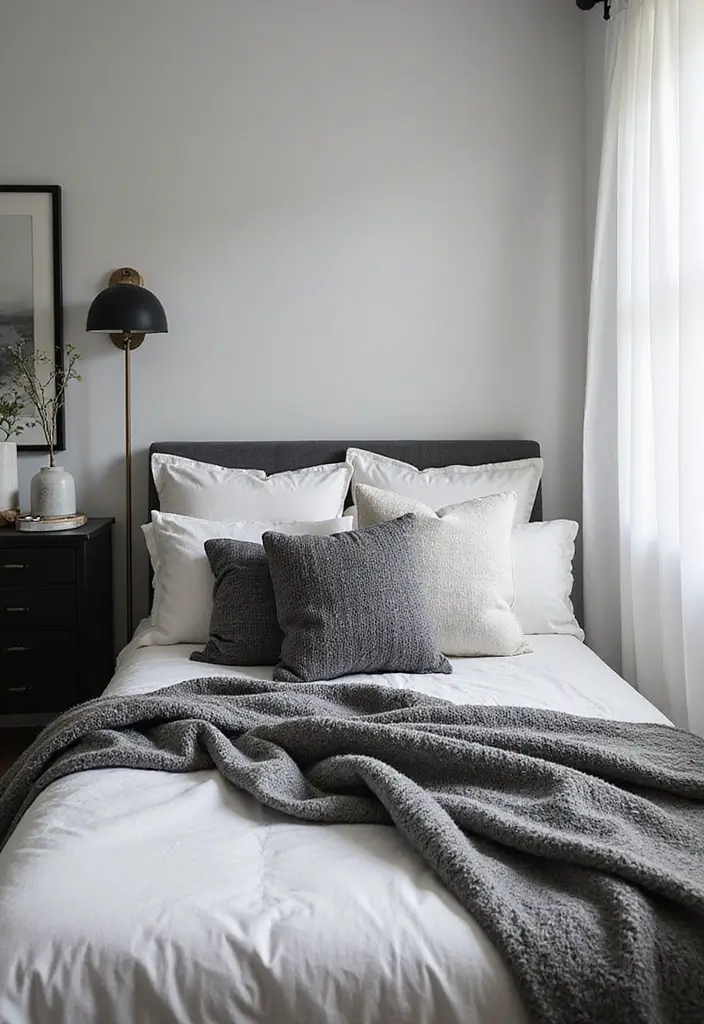 29 Black and White Guest Room Inspirations That Look Timeless - 8. Layered Textures