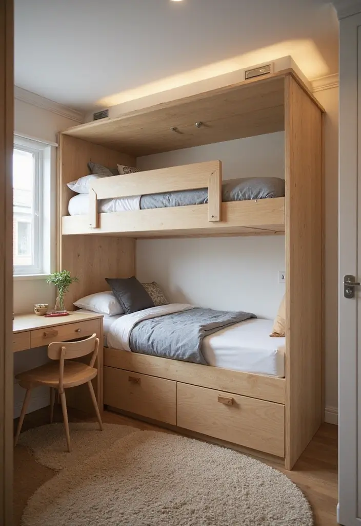 29 Bunk Bed Guest Room Ideas Perfect for Extra Sleeping Space - 11. Space-Saving Bunk Bed Units