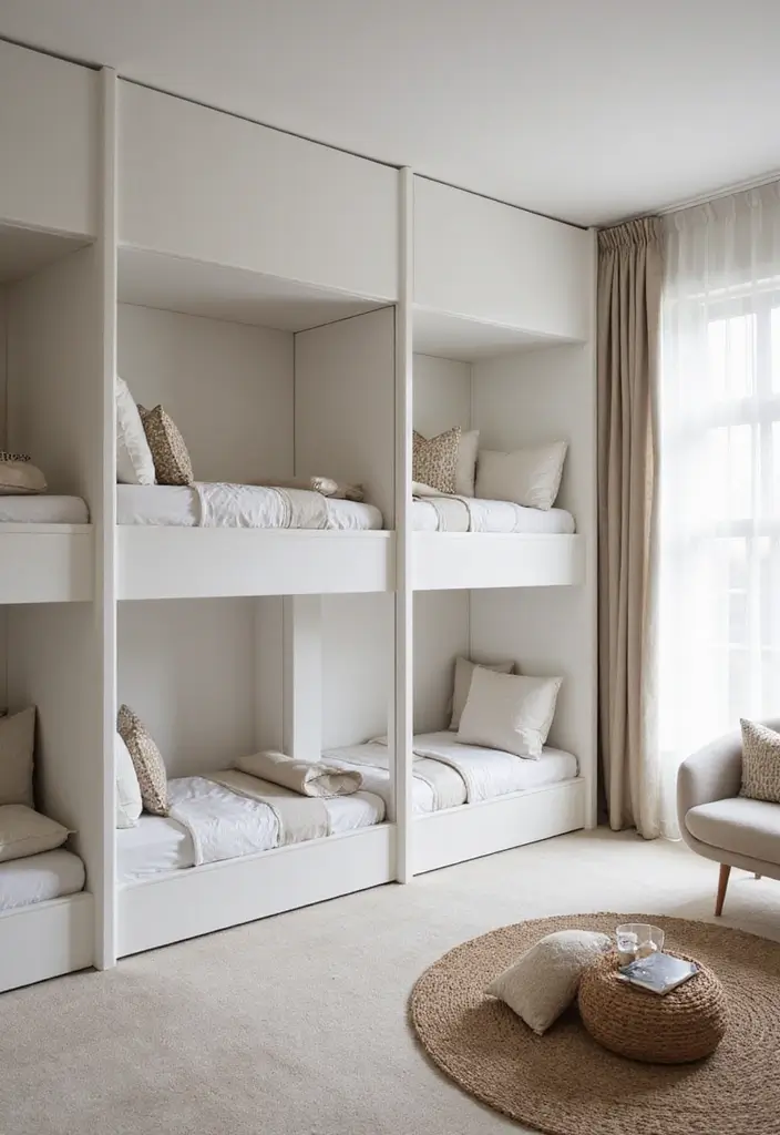 29 Bunk Bed Guest Room Ideas Perfect for Extra Sleeping Space - 2. Modern Minimalist Bunk Beds