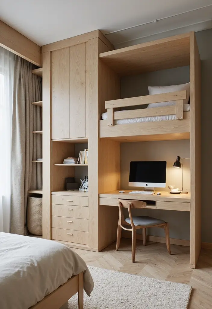 29 Bunk Bed Guest Room Ideas Perfect for Extra Sleeping Space - 23. Multifunctional Bunk Beds