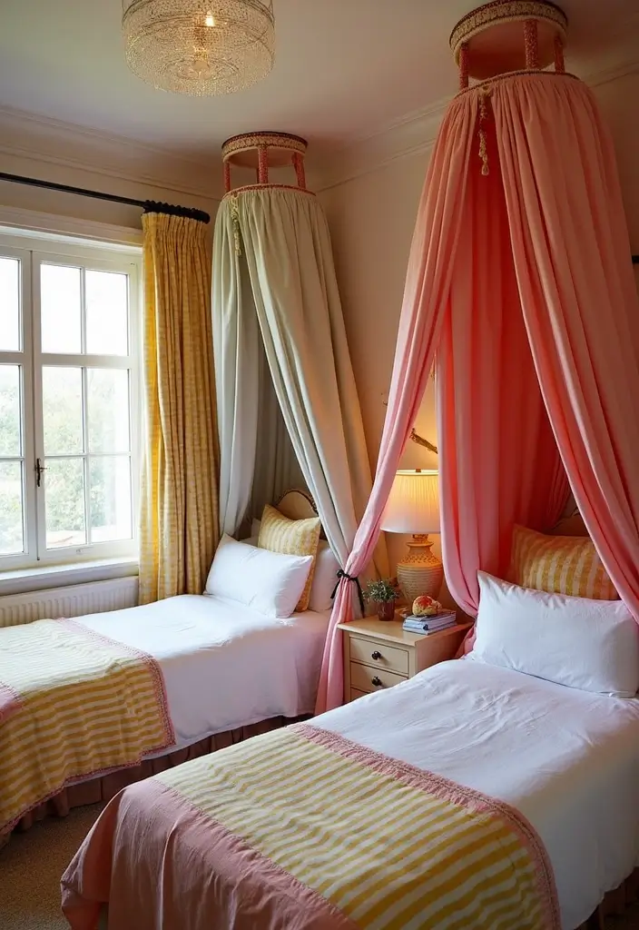 29 Bunk Bed Guest Room Ideas Perfect for Extra Sleeping Space - 27. Playful Canopy Bunk Beds