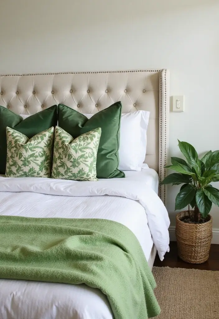 29 Green Guest Room Inspirations That Bring Nature Inside - 10. Green Accents