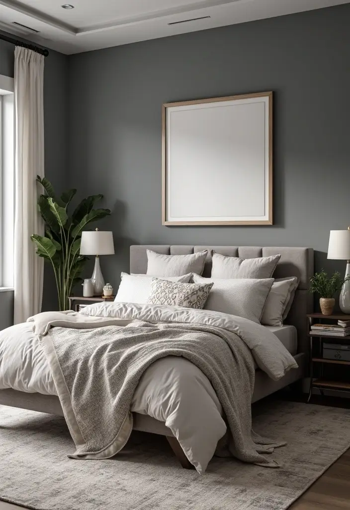 29 Grey Guest Room Inspirations That Feel Chic and Neutral - 10. Grey and Geometric Patterns