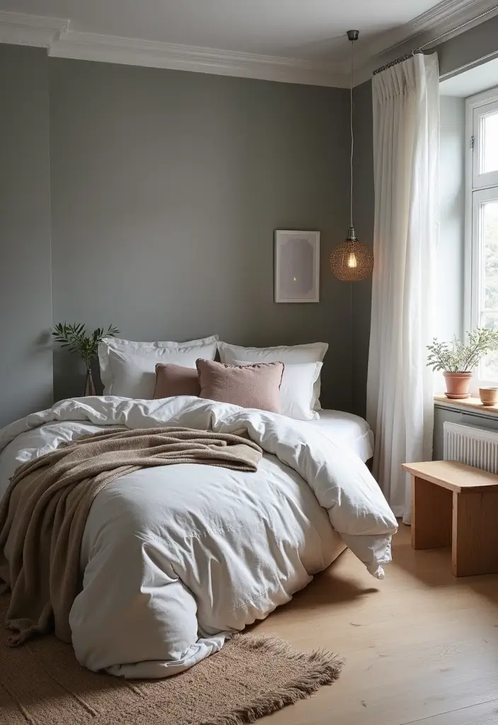 29 Grey Guest Room Inspirations That Feel Chic and Neutral - 13. Grey and Wood Harmony