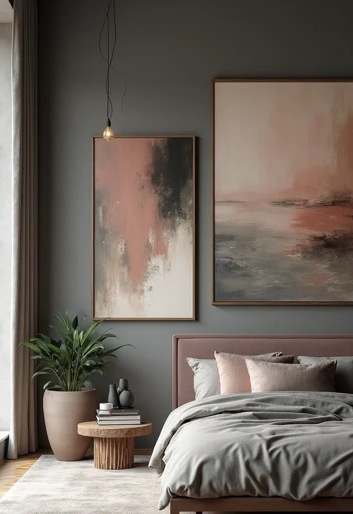 29 Grey Guest Room Inspirations That Feel Chic and Neutral - 14. Grey with Artistic Flair