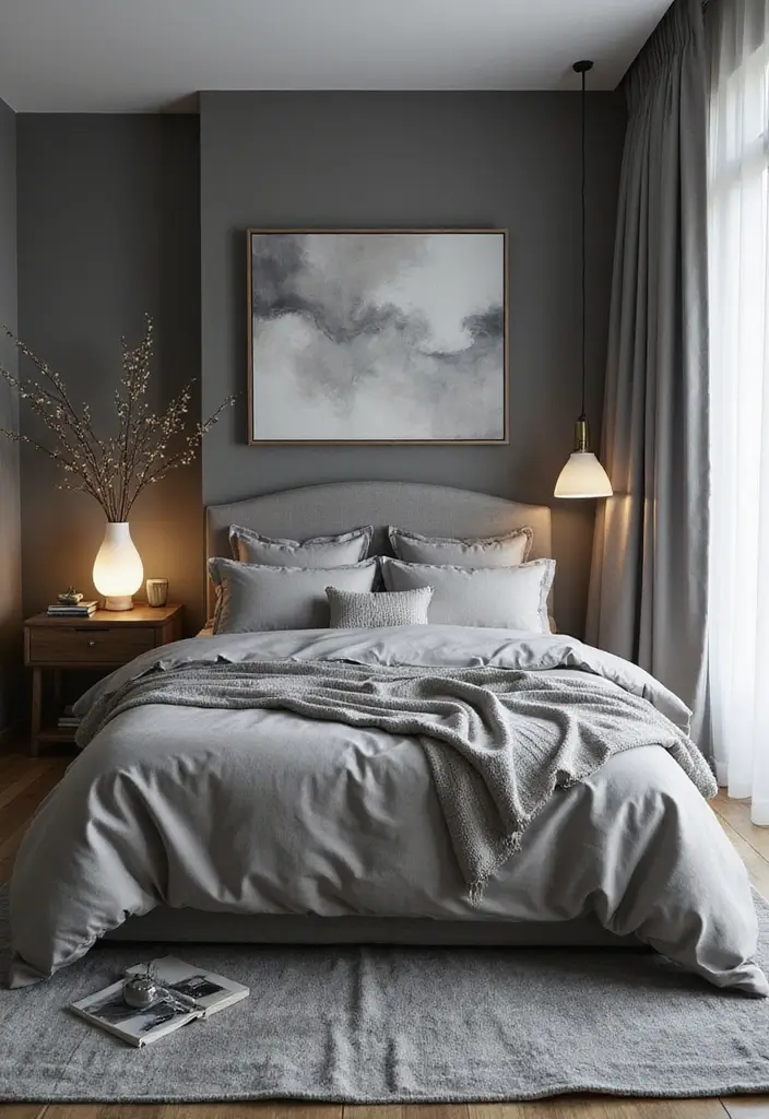 29 Grey Guest Room Inspirations That Feel Chic and Neutral - 15. Layered Grey Tones