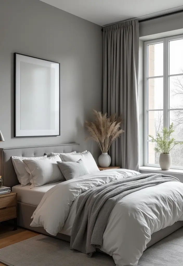 29 Grey Guest Room Inspirations That Feel Chic and Neutral - 16. Monochromatic Grey Bliss