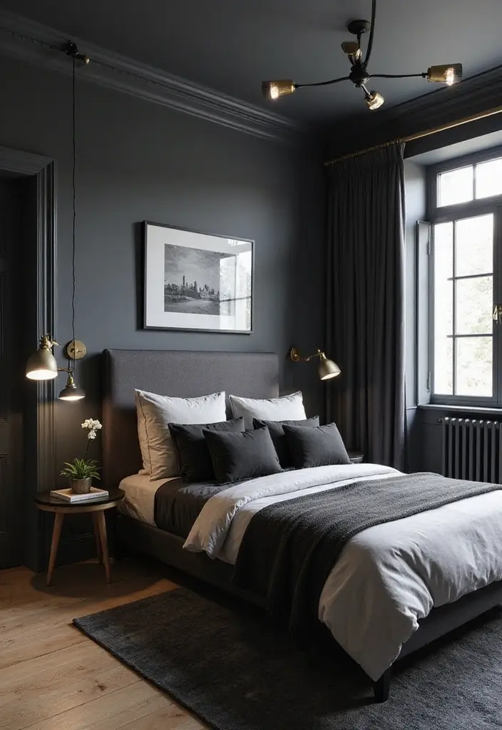 29 Grey Guest Room Inspirations That Feel Chic and Neutral - 21. Grey and Black Contrast