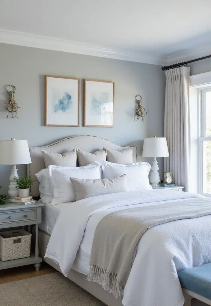29 Grey Guest Room Inspirations That Feel Chic and Neutral - 27. Grey in a Coastal Theme