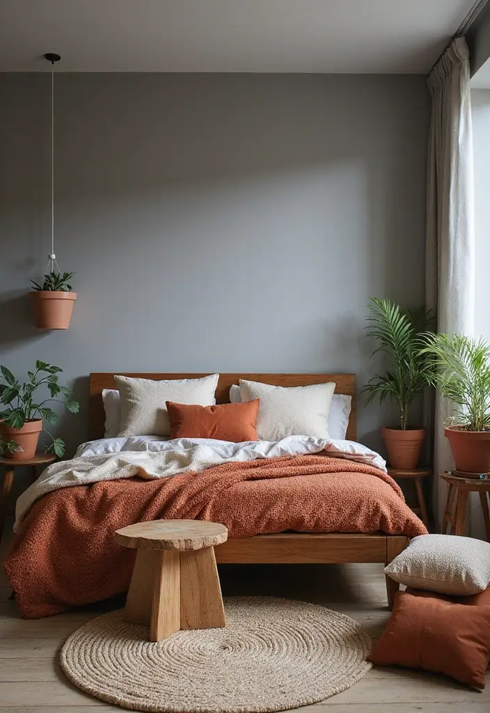 29 Grey Guest Room Inspirations That Feel Chic and Neutral - 3. Warm Grey and Terracotta